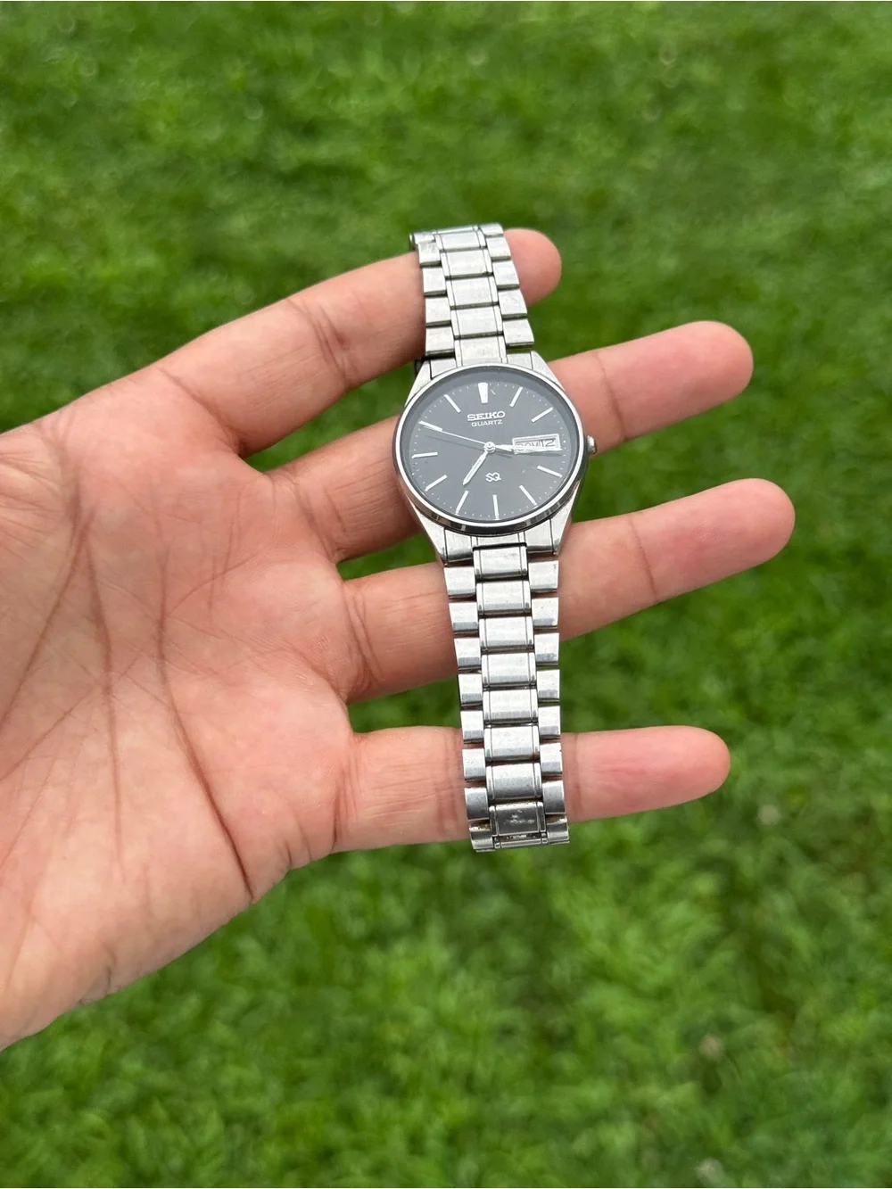 Seiko vintage daydate men’s Stainless Steel Men's Watch - Silver with Black Dial